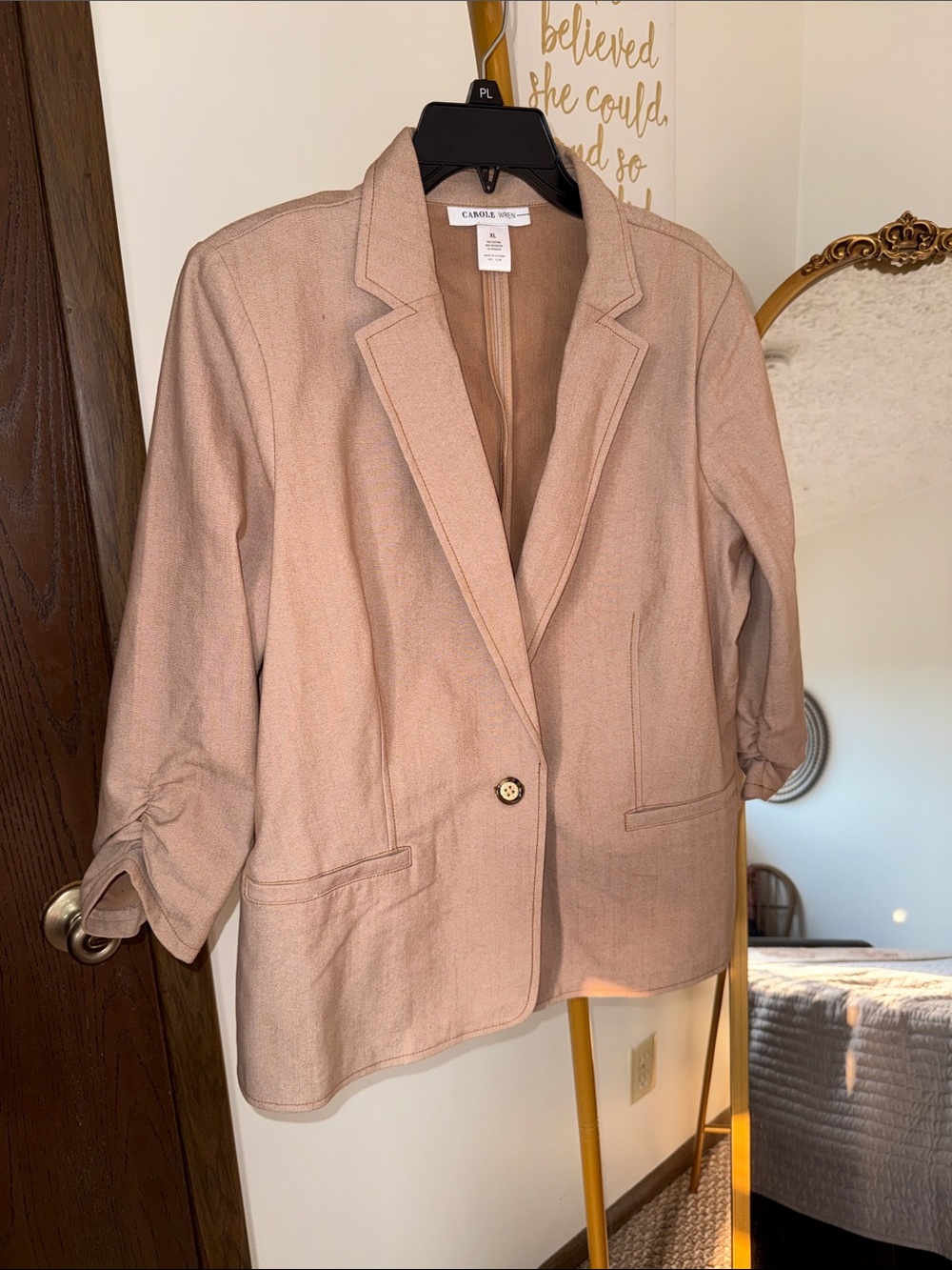 Carole Little Blush Pink Single-Button Tailored Blazer